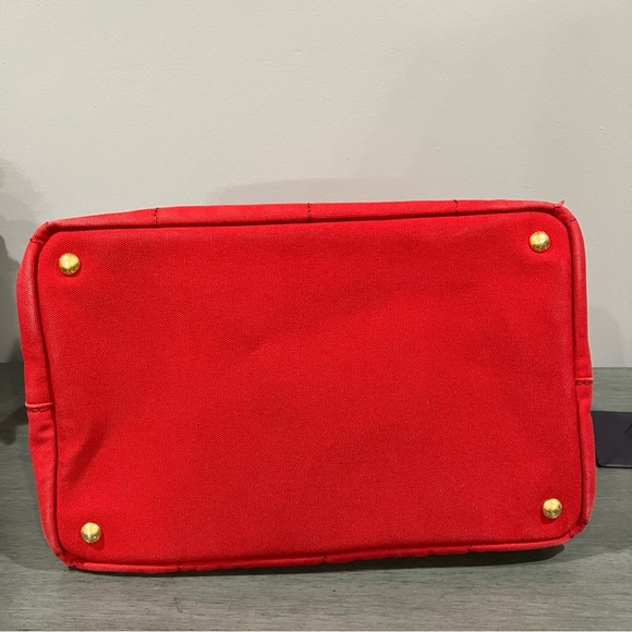 Prada Red Canapa Tote Bag - Picture 6 of 9